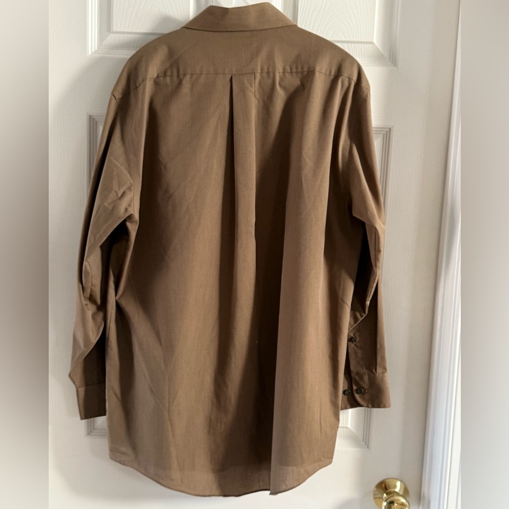 Men’s Stafford Wrinkle-Free Shirt Tan‎ Long-sleeve Size 16 32/33 - Picture 5 of 8